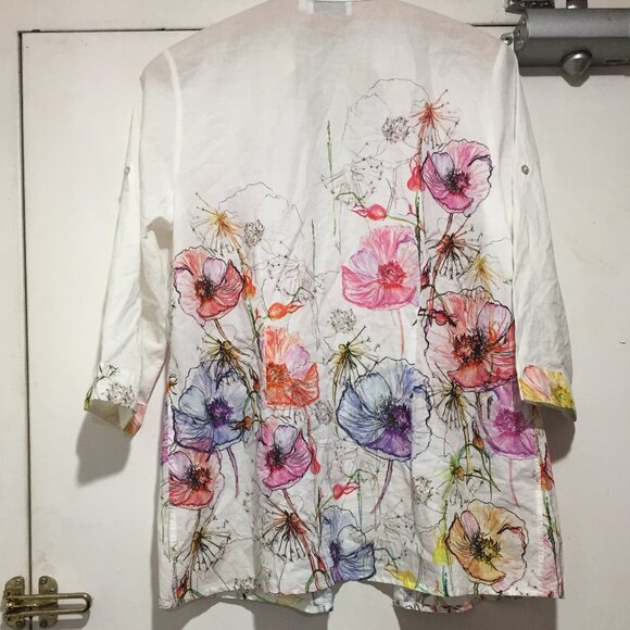 JUST WHITE DESIGN by SE FLORAL PRINT SHIRTS SIZE 42 - Picture 3 of 8